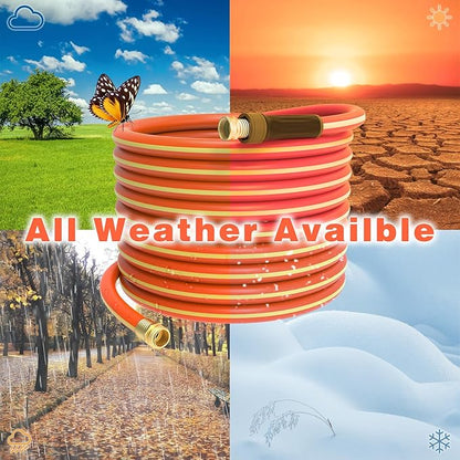 Hybrid Hose 50ft x 5/8", Short Garden Water Hose Heavy Duty, Flexible, Lightweight Hybrid Water Hose with Swivel Handle,3/4'' Brass Fittings, Available For Reel Cart Backyard Burst 500 PSI