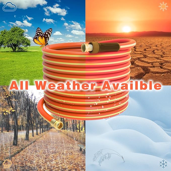 Hybrid Hose 75ft x 5/8", Short Garden Water Hose Heavy Duty, Flexible, Lightweight Hybrid Water Hose with Swivel Handle,3/4'' Brass Fittings, Available For Reel Cart Backyard Burst 500 PSI