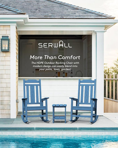 SERWALL Outdoor Rocking Chair Blue Set of 4