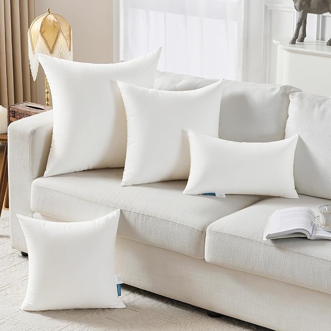 Oubonun 24x24 Waterproof Outdoor Pillow Inserts – Set of 2 Soft & Fluffy, Water Resistant Throw Pillows for Patio, Garden, Porch, or Indoor Decorative
