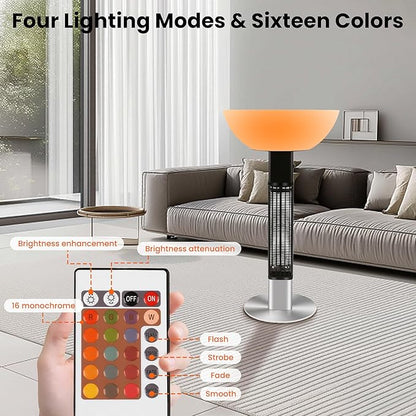 R.W.FLAME 1500W Outdoor Patio Heater, Electric Infrared Heater, Rapid Heating in 5s with LED Lights and Remote Control, IP55 Waterproof and Overheat Protection for Patio, Backyard Indoor and Outdoor