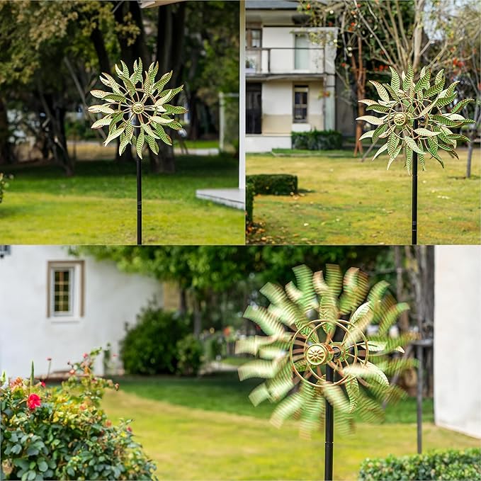 Large Outdoor Metal Wind Spinner,Two-Way Wind Sculptures,360 Degrees Kinetic Wind Spinners Yard Art Decor for Patio, Lawn & Garden 63 * 13.4 Inches