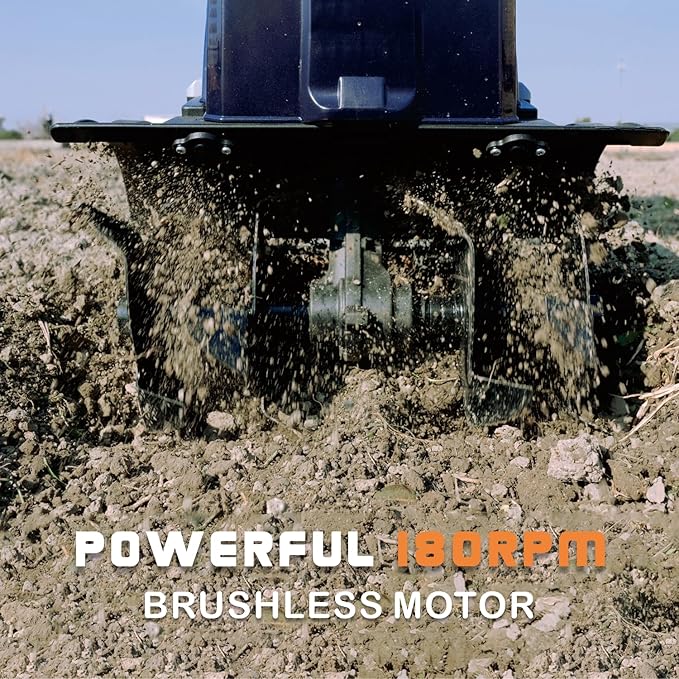 40V Cordless Tiller Cultivator,16 Huge SteelTines Garden Tiller,8.6 inch Wide BatteryPowered Garden Cultivator,(2 4AH Battery andCharger Included)