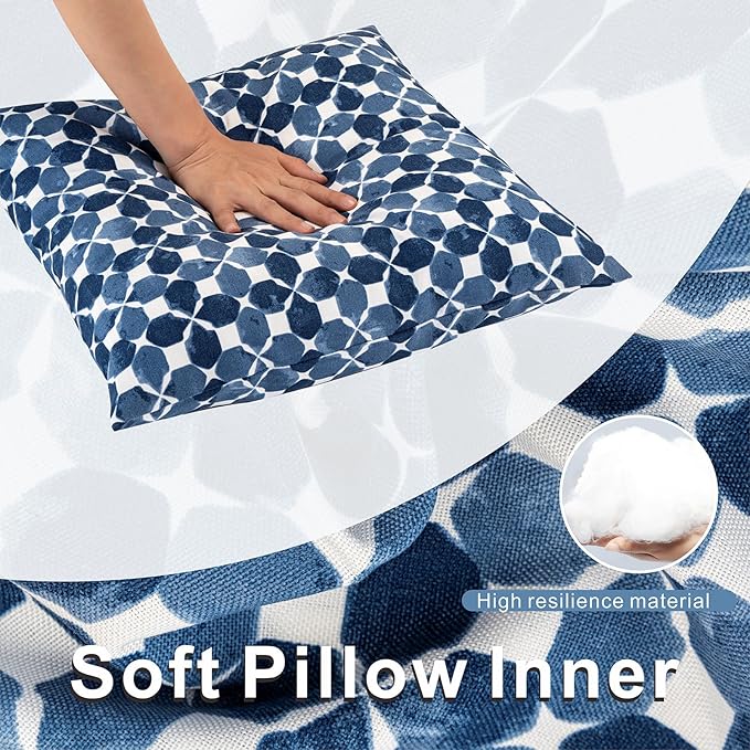 JMGBird 18×18 Inch Outdoor Lumbar Pillows Pack of 2 Colors Waterproof Throw Pillows with Insert Rectangular Decorative Garden Cushion for Home Furniture Patio Coach Sofa