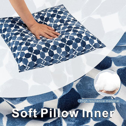 JMGBird 18×18 Inch Outdoor Lumbar Pillows Pack of 2 Colors Waterproof Throw Pillows with Insert Rectangular Decorative Garden Cushion for Home Furniture Patio Coach Sofa