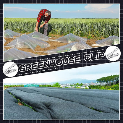 Raiten 100 Pcs Garden Clips Stainless Steel Greenhouse Clamps Heavy Duty Clips Have a Strong Grip to Hold Down The Shade Cloth or Plant Cover on Garden Hoops or Greenhouse Hoops and Netting Holding