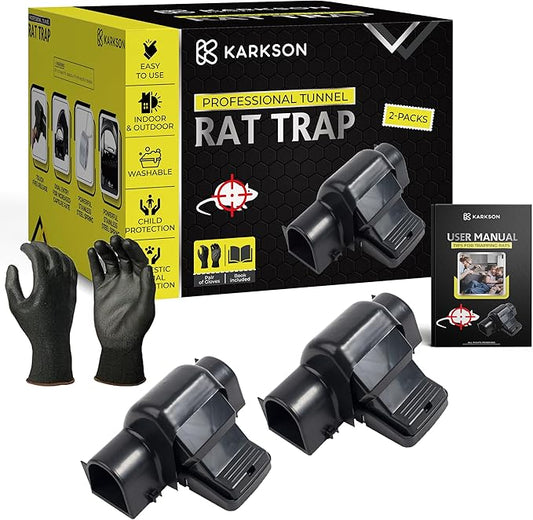 Rat Trap Set - Fast Kill Indoor & Outdoor Solution for Large Rats & Mice - Comes with 2 Gloves & User Manual for Easy Setup - Ultimate Choice