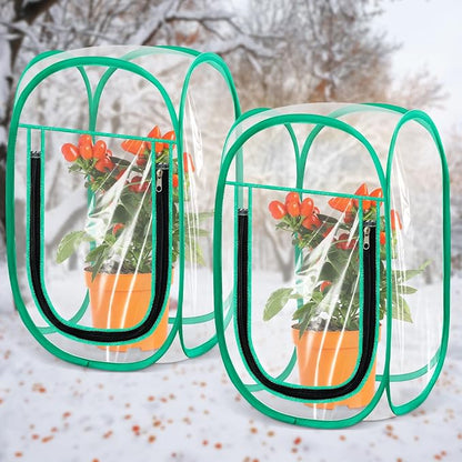 Nuanchu Pop up Mini Greenhouse Cover, PVC Clear Small Greenhouse with Nails 12" x 12" x 20" Inch Portable Plant Flowers Sunshine Tent Room for Indoor Outdoor Gardening(2 Pack)