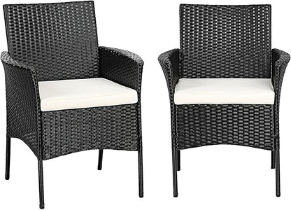 HAPPYGRILL 2 Pieces Patio Chairs Set Outdoor Rattan Wicker Single Armchair PE Furniture Sofa Set with Cushions