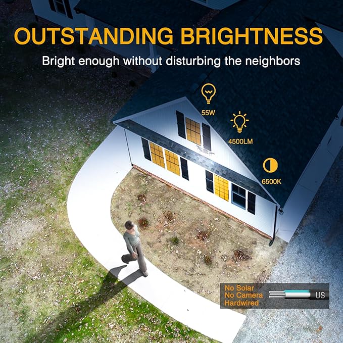 Onforu 5 Heads 55W LED Security Lights Motion Sensor Outdoor, 360° Wide Angle Illumination, 5000LM Flood Light, 6500K, IP65 Waterproof, Hardwired Wall Light for Garage, Yard, Porch, Entryway (White)
