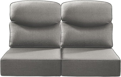 Luxury 22x24/22x25 6-Inch Smile Outdoor Seat Cushions Set of 2 - Superior Comfortable Water-Repellent Patio Chair Cushion for Rattan Dining Swivel Chairs Loveseat Sectional Sofa - Grey