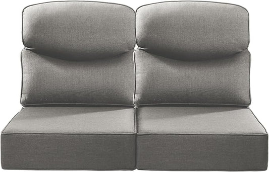 Luxury 24x24x6 Inch Smile Outdoor Seat Cushions Set of 2 - Superior Comfortable Water-Repellent Patio Chair Cushion for Porch Set Rattan Dining Swivel Chairs Loveseat Sectional Sofa - Grey