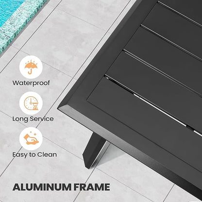 Outdoor Patio Dining Table for 8-10, 94 Inch Aluminum Table with Umbrella Hole, All-Weather Deck & Backyard Furniture