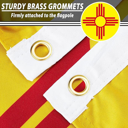 FLAGWIN New Mexico Flag 3x5 FT - 3 Ply Double Sided Polyester Flag with Brass Grommets - Vivid Color and Fade Proof State of New Mexico Flags 3x5 Outdoor