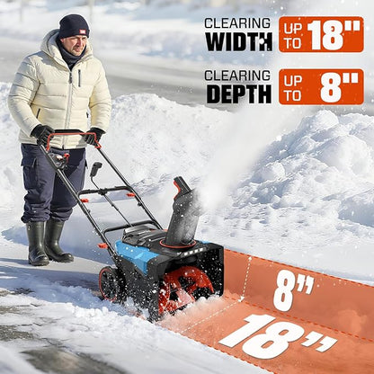 SENIX 40V 18'' Cordless Snow Blower - 33' Max Throwing Distance, 1500W Brushless Motor, Variable Speed Steel Auger, LED Lights, with 2×5.0Ah Batteries & Charger, Clearing Snow 460lbs/min (STX2-M)