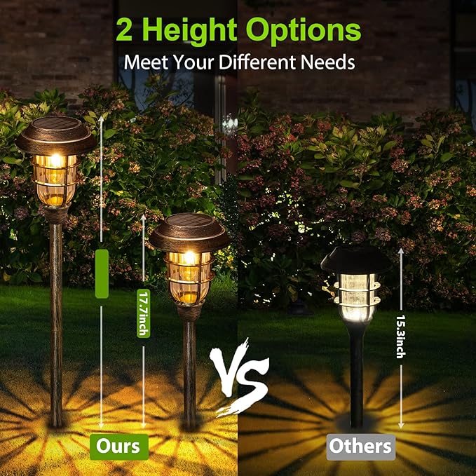 LETMY Solar Outdoor Lights, 8 Pack Bright Solar Pathway Lights Outdoor Waterproof, Up to 12 Hrs Auto On/Off Solar Garden Lights Outdoor Solar Lights for Yard Patio Walkway Driveway Pathway - Bronze