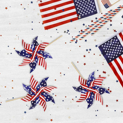 HOOSUN 12Pcs American Flag Patriotic Pinwheels for Yard and Garden,Red White and Blue Pinwheels Patriotic Decorations,Garden Wind Spinners Outdoor Veterans Day Decorations Pinwheel for Kids,Lawn,Patio