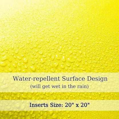 18" x 18" Throw Pillows, Outdoor Waterproof Pillows with Inserts, Square Decorative Pillows for Patio Furniture Garden Couch Sofa Home(Yellow, Set of 2)