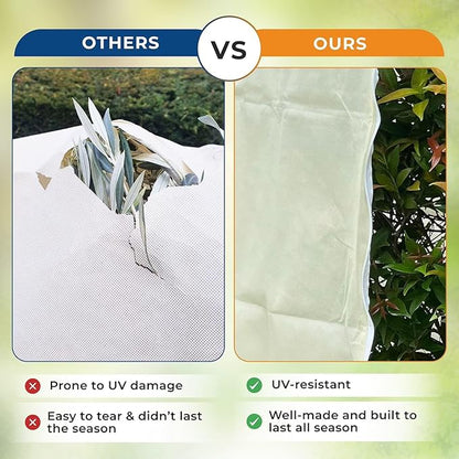 Plant Covers Freeze Protection, 10ft x 10ft Extra Large Tree Covers with Zipper & Drawstring, Frost Cloth for Winter, Outdoor Plant Blankets for Cold Weather, 1 Pack