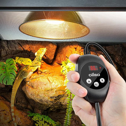 Oiibo Reptile Dimming Thermostat Heat Lamp Temperature Controller, Light Bulb Thermostat with Memory Function, Thermostat for Seed Germination & Heaters