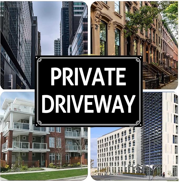 8x12"Private Driveway - High-Intensity Aluminum Parking Lot Sign, Weatherproof & Fade-Resistant, Ideal for Outdoor & Indoor Use - Curbside Sign(horizontal version)
