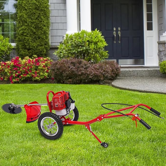 2 Stroke Lawn Mower, 49cc, Gasoline Weed Eater, 6500-7000r/Min High Speed, Hand Push Weed Wacker, Brush Cutter Push Mower Weeding Machine, for Home Yards, Gardens and Small Farms