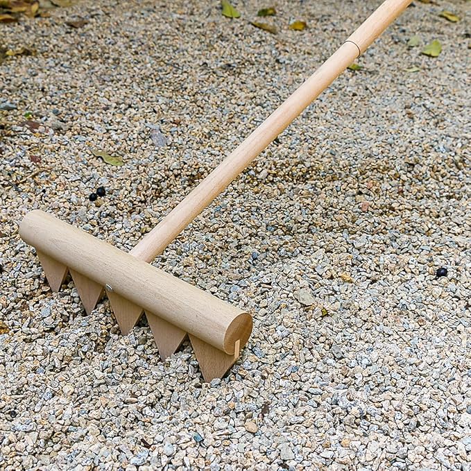 Outdoor Zen Garden Rake Large - Japanese Sand Rock Garden Rake Tool - 48" Long 5 Tine Solid Oak - DIY Stress Relief Gifts for Adult