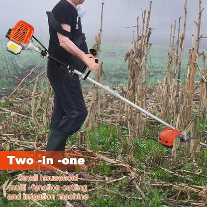 Gas Weed Wacker Cordless 2 in 1 String Trimmer, 52cc 2 Cycle Weed Eater with Anti-Slip Handle Brush Cutter Garden Tools Edger Lawn Tool (Orange)