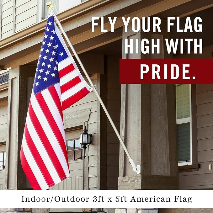 American Flag 4x6’ | Embroidered Stars & Sewn Stripes | Heavy Duty U.S. Flag | Durable 210D Oxford Nylon for High Winds | Quadruple Stitched Fly End Brass Grommets | Patriotic Decor