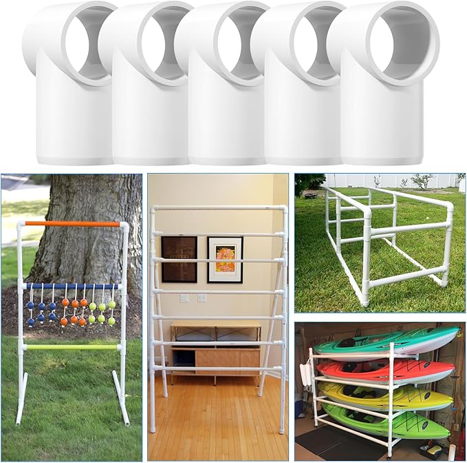 3/4" Adjustable PVC Fittings 3 Way, 18PCS Furniture Grade PVC Pipe Connector, 3/4Inch Slip Sling Tee PVC Fitting for DIY PVC Structure and Frame, Build PVC Furniture, Garden Shelf Greenhouse