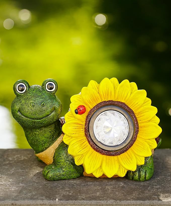 Nacome Solar Turtle Garden Decor with Sunflower: Outdoor Clearance Statues Lights for Outside Lawn Ornaments Porch Patio Balcony Yard - Birthday Gifts for Mom Grandma Women(Green)