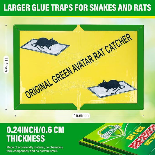 4 Pack Super Sticky Rodent Glue Traps, Large Sticky Rat Traps, Glue Trap Boards for Snakes Rats Mice Spiders Centipedes Roaches, Rats Trap for Indoor, Outdoor, Basement, Yard, Garage, 16.6" X 11.5"