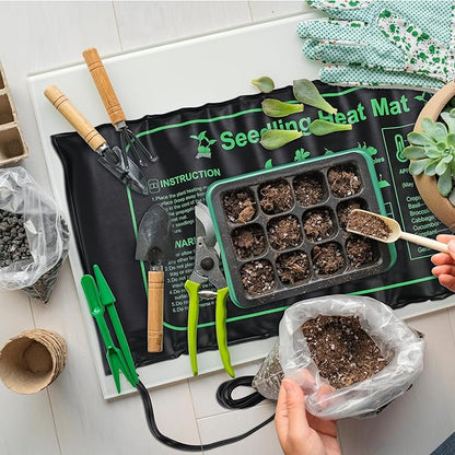 ROCEEI 12 Pack Seedling Heat Mat Bulk, 10" x 20.75" Heat Mats for Seed Starting Plant Heating Mat Grow Mats Waterproof Hydroponic Heating Pad Warm Seed for Greenhouse Plants Germination Grow
