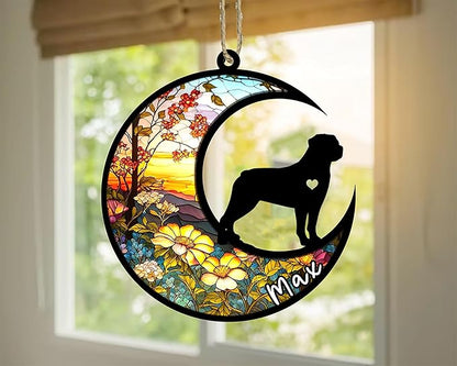 Personalized Dog Memorial, Custom Name Rottweiler (Tan) Dog Christmas Ornament with Name, Custom Breeds, Pet Loss Light Catcher, Gifts for Lovers Loss of Pet Sympathy on Mothers Day Christmas