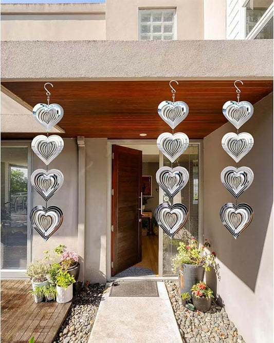 3D Wind Sculptures & Spinners Flowing-Light Effect Wind Spinners Outdoor Garden Decor Metal Square Wind Spinners Gifts for Mom, Women Wind Spinner (Continuous Love)