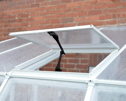 Palram Canopia Rion Sun Room 6 Ft. x 10 Ft. Solarium, Lean-to Greenhouse DIY Kit, Attach to House, Large Twin Wall Polycarbonate, 100% UV Protection for Porch, Patio Outdoors with Window Vent (White)