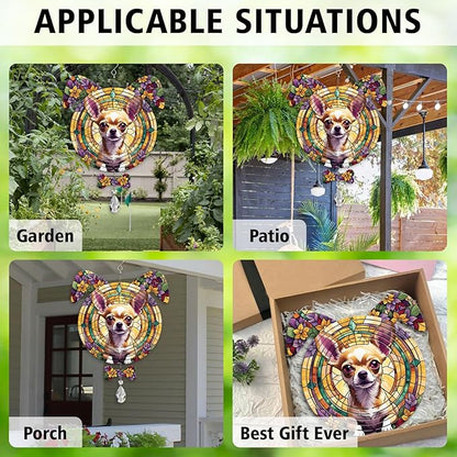 Chihuahua Dog Ears Wind Spinner, Chihuahua Wind Spinner Hanging for Yard and Garden V02