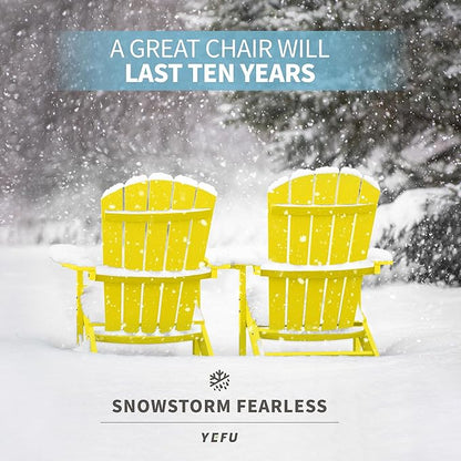 YEFU Adirondack Chairs Set of 4: Outdoor Chair HIPS Plastic Adirondack Chairs - Patio Chairs with Wood Texture - Lawn Fire Pit Deck Porch Garden Chairs for Adults (Yellow)