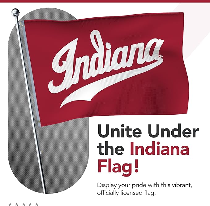 Indiana Hoosiers 5' x 8' College Sports Printed Flag - NCAA Licensed - Nylon - School Banner (White, Red)