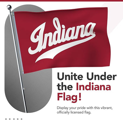 Indiana Hoosiers 5' x 8' College Sports Printed Flag - NCAA Licensed - Nylon - School Banner (White, Red)