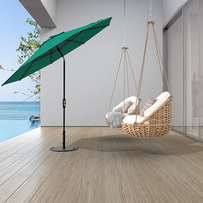 Midtown Umbrellas The Swilt 10 Feet Patio Umbrella in Sunbrella Canvas Teal Acrylic Fabric - Fiberglass Ribs, Auto-Tilt Aluminum Frame For Backyard, Deck, Garden, Pool - White Pole