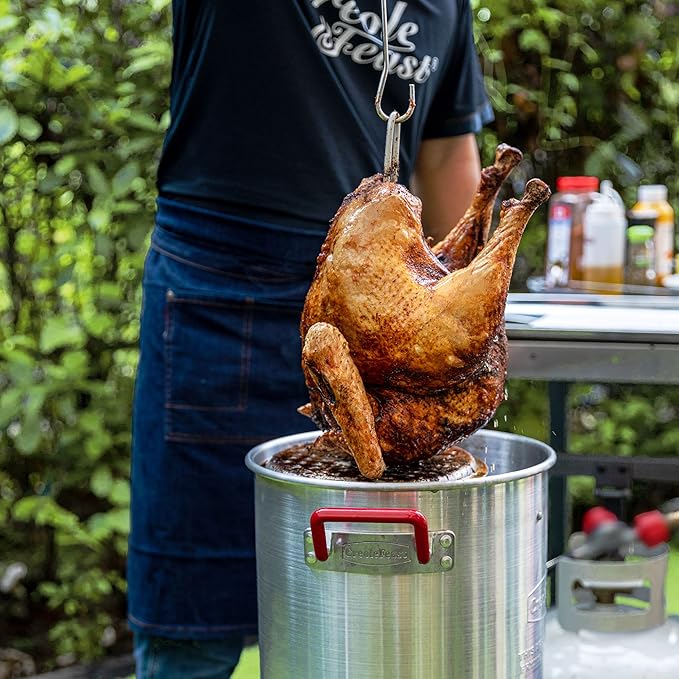 CreoleFeast Aluminum 30 Qt. Turkey Fryer Pot Set, 50,000 BTU Propane Turkey Fryer Burner for Outdoor Cooking, TFS3000L
