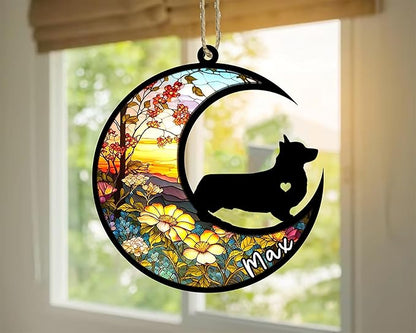 Personalized Dog Memorial, Custom Name Corgi (Black) Dog Christmas Ornament with Name, Custom Breeds, Pet Loss Light Catcher, Gifts for Lovers Loss of Pet Sympathy on Mothers Day Christmas
