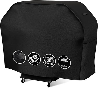 BlueStars 52 inch Grill Cover – Heavy‑Duty Waterproof 600D BBQ Cover for Outdoor Gas Grills, Compatible with Genesis, Weber, Char‑Broil & Nexgrill Models, UV & Rip‑Resistant, Black