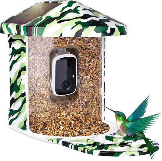 Luvan Bird Feeder with Camera, 1080 HD AI Identify Birds Species, Smart Solar-Powered, Auto Capture Birds& Motion Detection for Watching