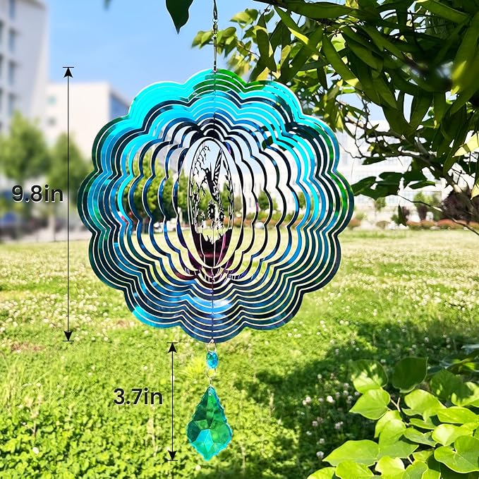 Wind Spinner, Hanging Wind Sculptures,Wind Spinners for Yard and Garden Decor,Yard Decorations Outdoor,Hanging Art Ornaments for Garden Yard Balcony Decor (Hummingbird)