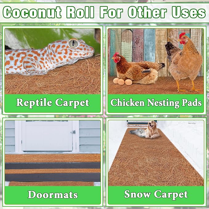 ZeeDix 16 x 120 inches Thickened Coco Liner Roll for Planters- Natural Coconut Flower Basket Liners Coco Coir Mat for Plants Flowers Vegetables Reptiles Carpet