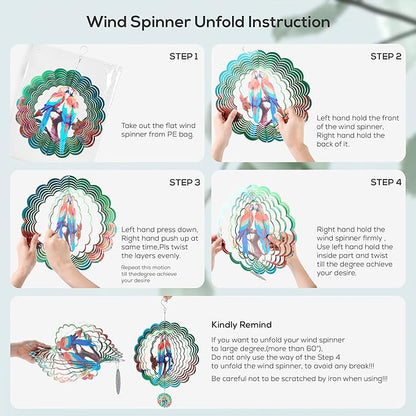 Parrot Ornaments, 12 Inches 3D Aluminum Metal Hanging Wind Spinners, for Garden Decor That Spins with The Help of Wind Energy.