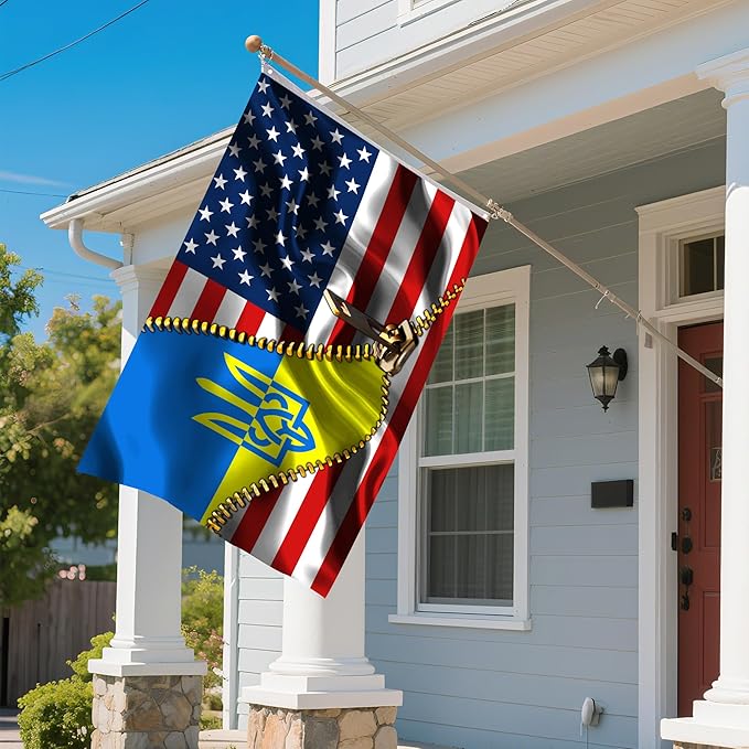 Vintage American America Usa Ukrainian Ukraine Flags For Outside Yard 3x5 Ft Double Sided Printed 100d Polyester Lightweight Garden Welcome Outdoor Banner Brass Grommets
