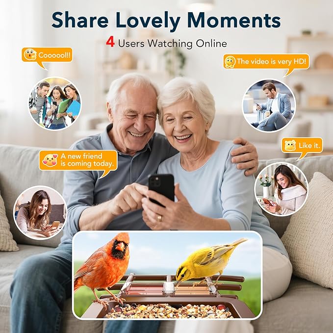 PeckCam® Bird Feeder with Camera Solar Powered, AI Identify & Auto Capture, 2K HD Live Video Smart Bird Feeder Camera Instant Notifications in Backyard, Gift for Bird Lovers